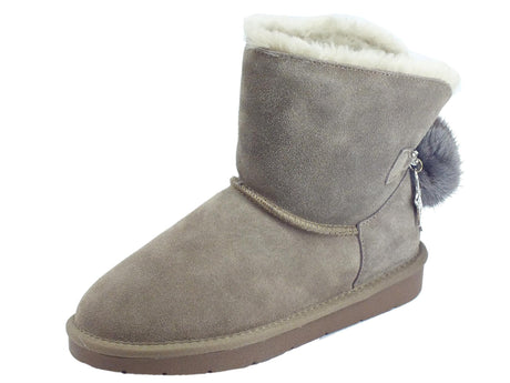 CafèNoir CafèNoir HFD682 273 Taupe Mammut Donna in tessuto taupe con eco-pellicciotto beige Taupe