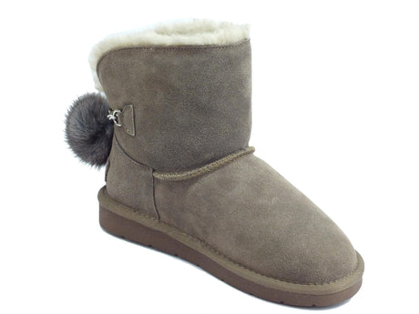 CafèNoir CafèNoir HFD682 273 Taupe Mammut Donna in tessuto taupe con eco-pellicciotto beige Taupe