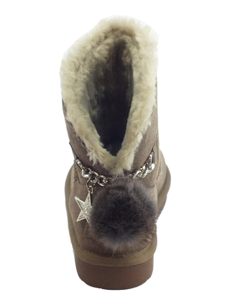 CafèNoir CafèNoir HFD682 273 Taupe Mammut Donna in tessuto taupe con eco-pellicciotto beige Taupe