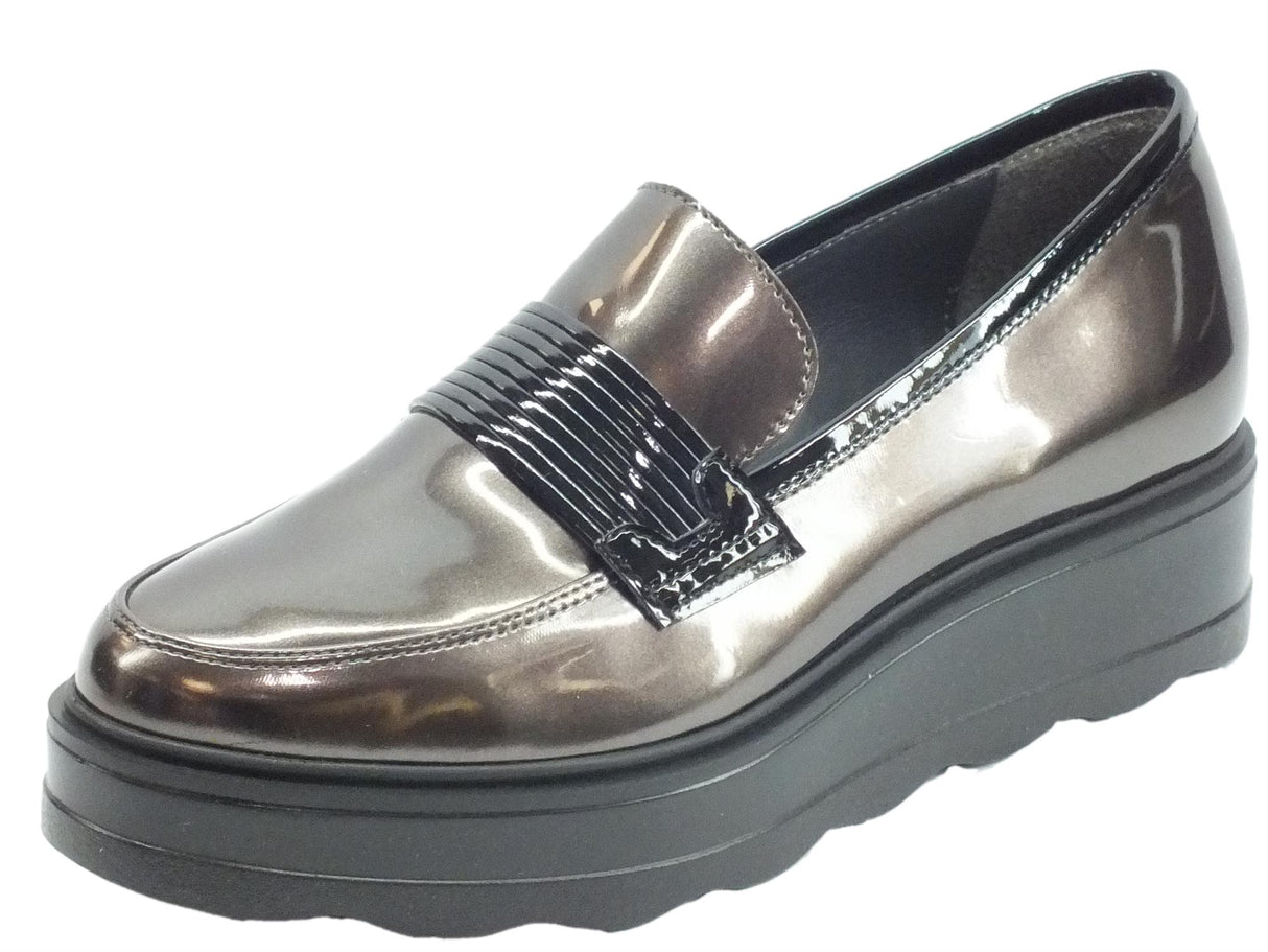 Cinzia Soft Cinzia Soft IAB74310 Vernice Perlato Mocassini Donna colore grigio zeppa media Perlato
