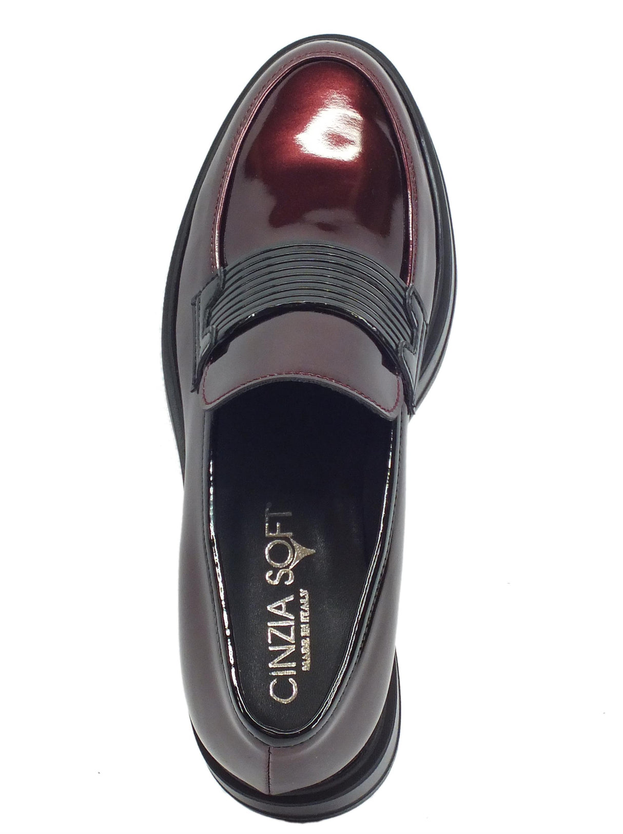 Cinzia Soft Cinzia Soft IAB743140 mocassini con zeppa alta in vernice perlata nera e bordò Vern. Perl. Bordò