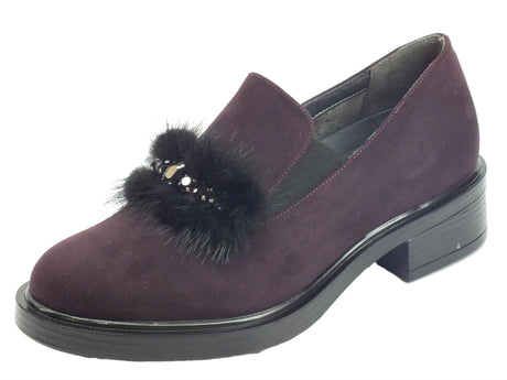 Cinzia Soft Cinzia Soft IAB843145-C mocassini con tacco in tessuto bordò VINO