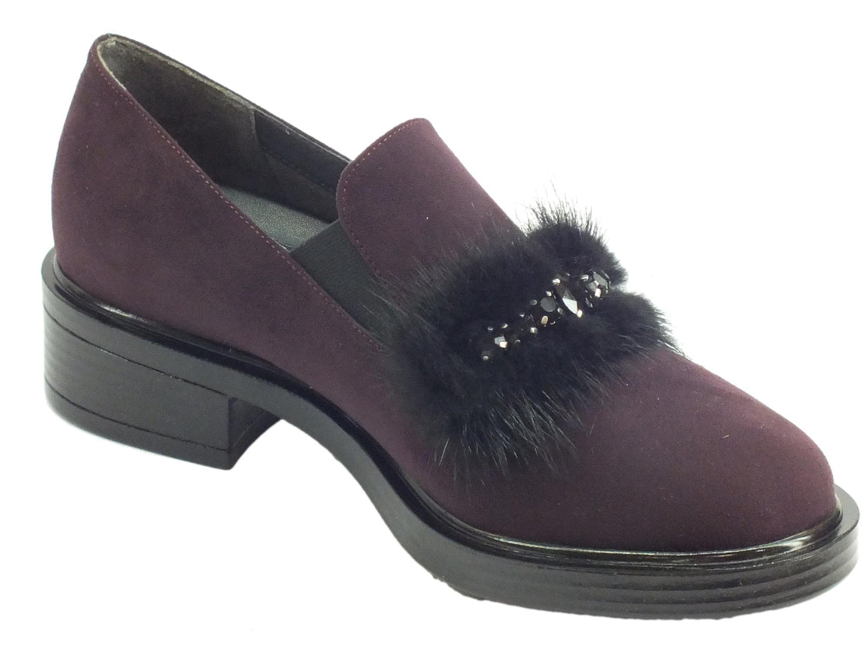Cinzia Soft Cinzia Soft IAB843145-C mocassini con tacco in tessuto bordò VINO