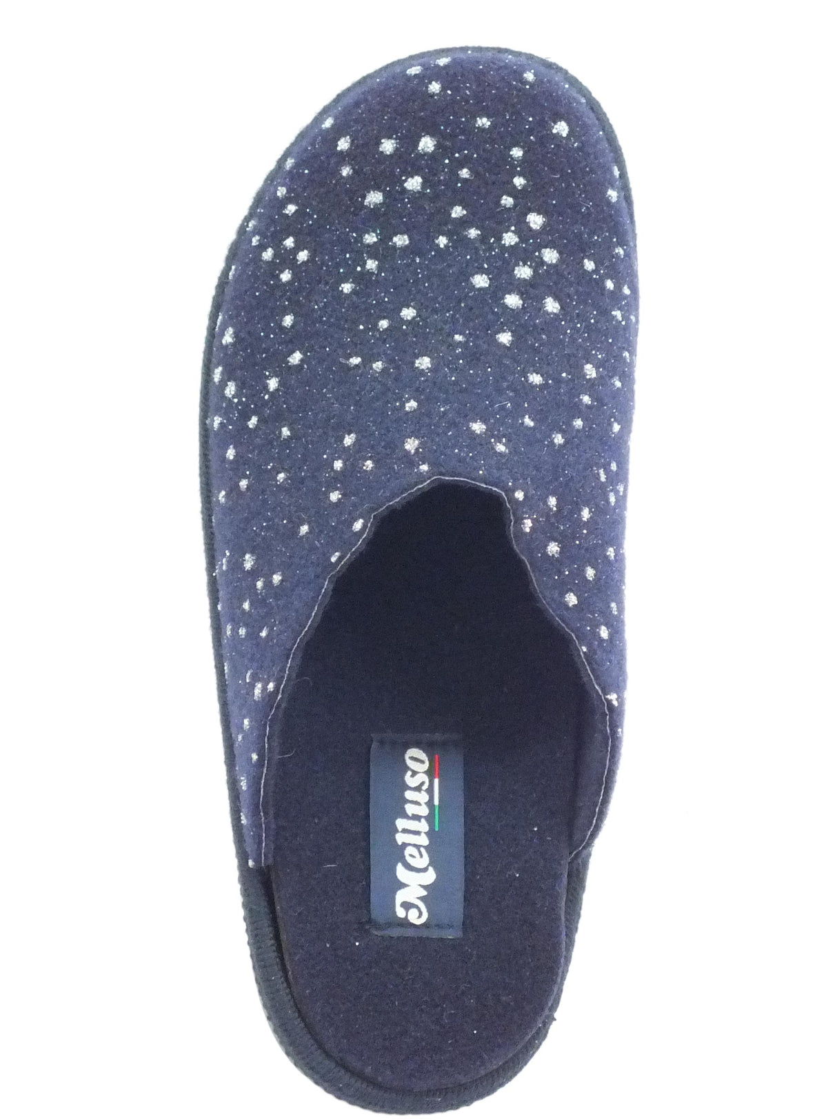 Melluso Melluso PD306F Blu Pantofole Donna in tessuto blu a poisse argento Blu