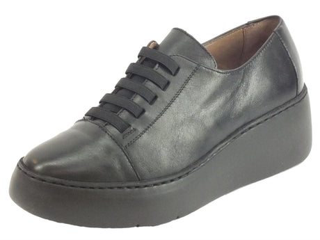 Wonders Wonders A-8338 Velvet Negro Sneakers Donna in pelle nero con allaccio rapido nero