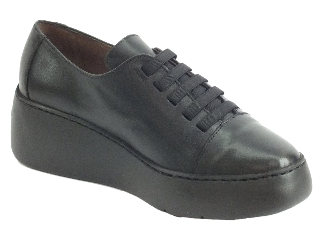 Wonders Wonders A-8338 Velvet Negro Sneakers Donna in pelle nero con allaccio rapido nero