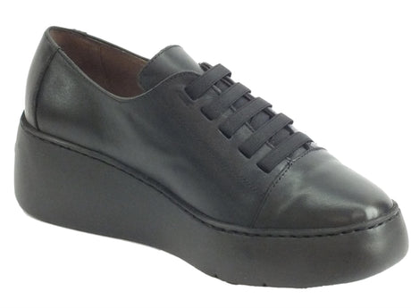 Wonders Wonders A-8338 Velvet Negro Sneakers Donna in pelle nero con allaccio rapido nero