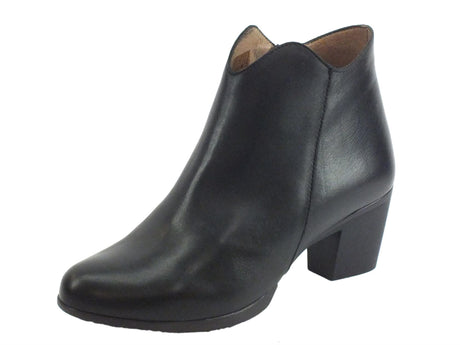 Wonders Wonders G-4746 Velvet Negro Tronchetti Donna in pelle nera con lampo tacco basso nero
