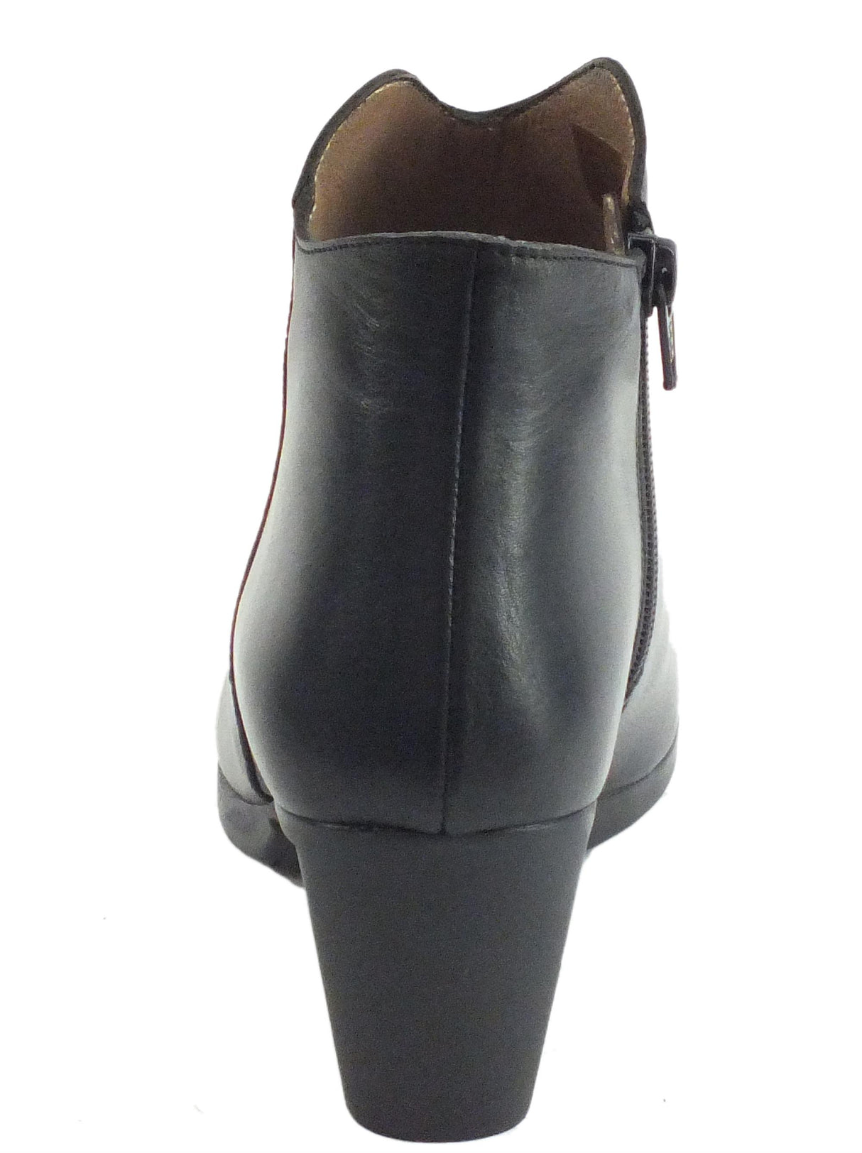 Wonders Wonders G-4746 Velvet Negro Tronchetti Donna in pelle nera con lampo tacco basso nero