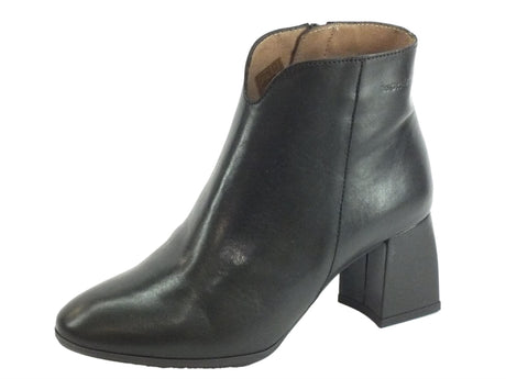 Wonders Wonders I-7707 Iseo I Negro Tronchetti Eleganti Donna in pelle nera con lampo nero