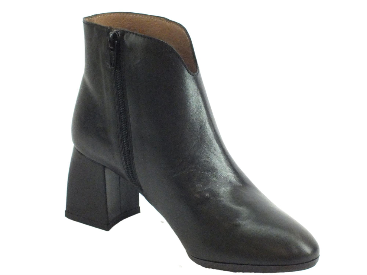 Wonders Wonders I-7707 Iseo I Negro Tronchetti Eleganti Donna in pelle nera con lampo nero