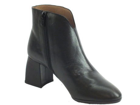 Wonders Wonders I-7707 Iseo I Negro Tronchetti Eleganti Donna in pelle nera con lampo nero