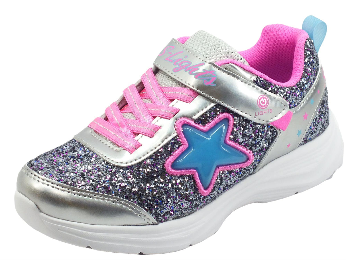 Skechers Skechers 302310 Starlet Shine Silver Pink Scarpe Sportive per Bambina con strass e luci Silver Pink.
