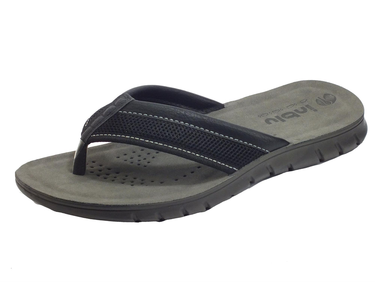 InBlu InBlu FO000027 Nero Infradito Uomo in tessuto ed ecopelle Nero