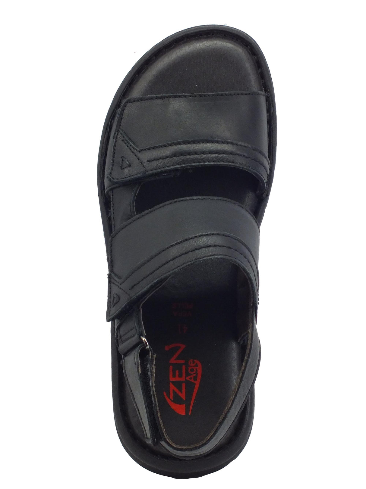 Zen Zen 478719 Nero Sandali per Uomo in pelle con tripla chiusura a strappo Nero