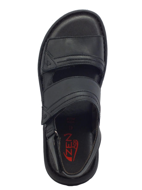 Zen Zen 478719 Nero Sandali per Uomo in pelle con tripla chiusura a strappo Nero