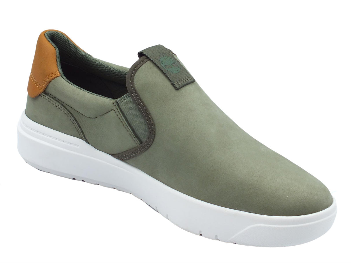 Timberland Timberland 0A5U11 Seneca Bay Slip On Dark Green Mocassini per Uomo in nabuk e tessuto Dark Green