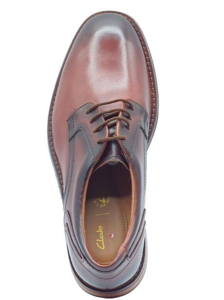 Clarks Clarks Un Hugh Lace Brown Leather Scarpe Eleganti per Uomo in pelle marrone spazzolato Brown