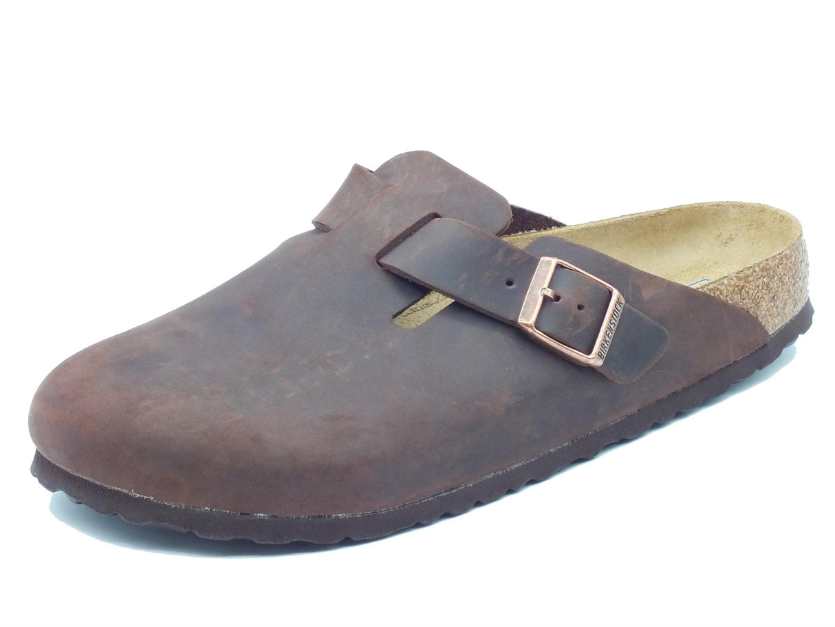 Birkenstock Birkenstock 0159713 Boston BS Habana Sandali per Uomo in pelle ingrassata testa di moro Habana