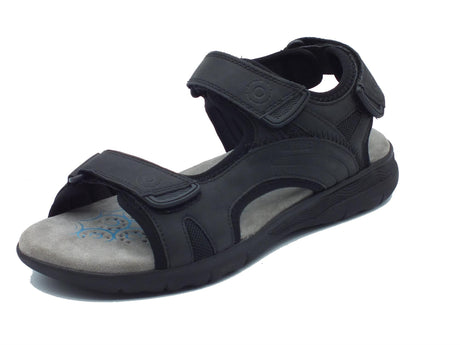 Geox Geox U25ELA Spherica Black Sandali per Uomo in tessuto nero con triplo strappo Black