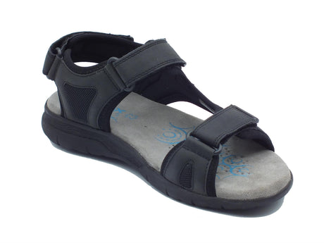 Geox Geox U25ELA Spherica Black Sandali per Uomo in tessuto nero con triplo strappo Black