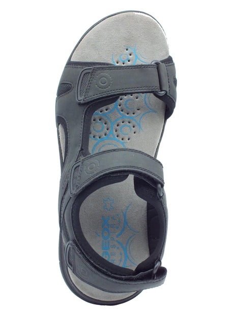 Geox Geox U25ELA Spherica Black Sandali per Uomo in tessuto nero con triplo strappo Black