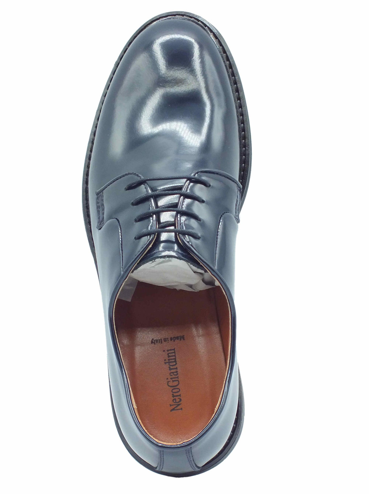 Nero Giardini NeroGiardini E400151UE Wembley Blu Scarpe eleganti per Uomo in pelle abrasivata con lacci Blu