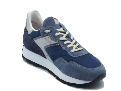 Nero Giardini NeroGiardini E400200U Velour Avio Sneakers Sportive per Uomo in nabuk e tessuto con lacci blu