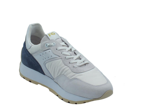 Nero Giardini NeroGiardini E400201U Velour Galassia Neve Sneakers Sportive per Uomo in nabuk e tessuto con lacci bianco