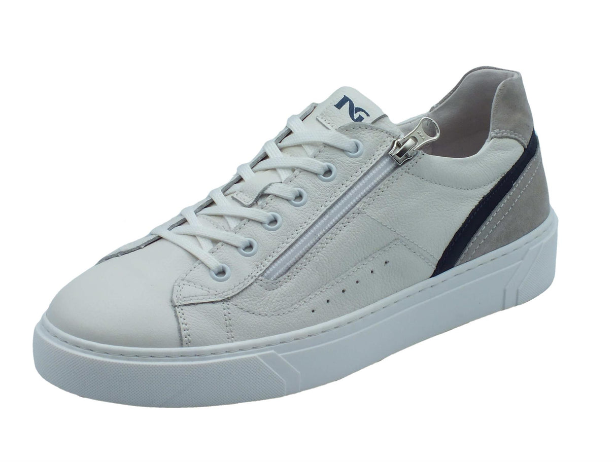 Nero Giardini NeroGiardini E400241U Dollarino Bianco Sneakers Sportive per Uomo in pelle con lacci e lampo Bianco