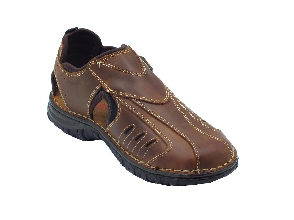 Zen Zen 3002 Arabia Seppia Sandali per Uomo in pelle ingrassata testa di moro con chiusura a strappo Arabia Seppia