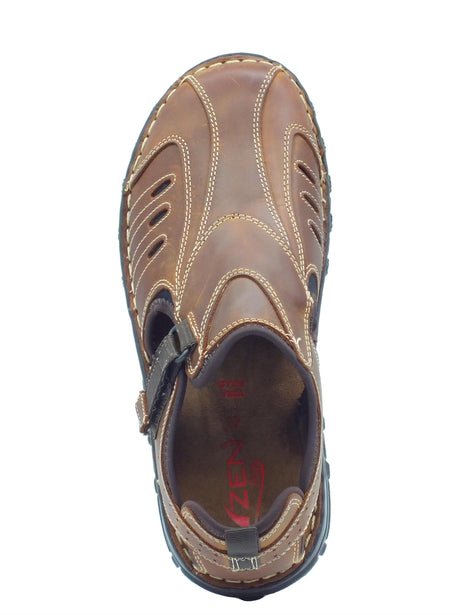 Zen Zen 3002 Arabia Seppia Sandali per Uomo in pelle ingrassata testa di moro con chiusura a strappo Arabia Seppia
