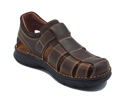 Zen Zen 7402 Caffè Analgesico Sandali per Uomo in pelle ingrassata testa di moro con chiusura a strappo Caffè Analgesico