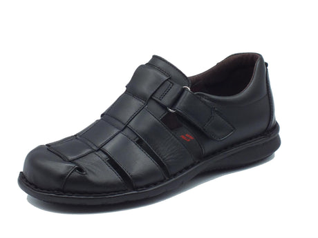 Zen Zen 877807 Nero Sandali per Uomo in pelle nera con chiusura a strappo Nero