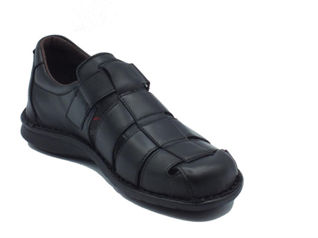 Zen Zen 877807 Nero Sandali per Uomo in pelle nera con chiusura a strappo Nero