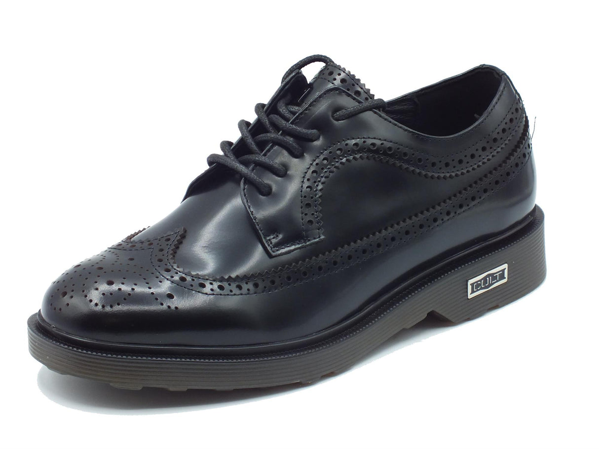CULT CULT CLE101623 Brushed Leather Black Scarpe per Uomo in pelle abrasivata duilio con lacci Black