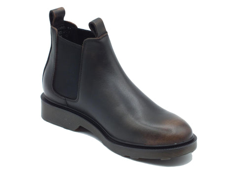 CULT Cult CLM353000 Ozzy Black Brown Scarponcini Uomo Beatles in pelle nera spazzolata marrone Black Brown