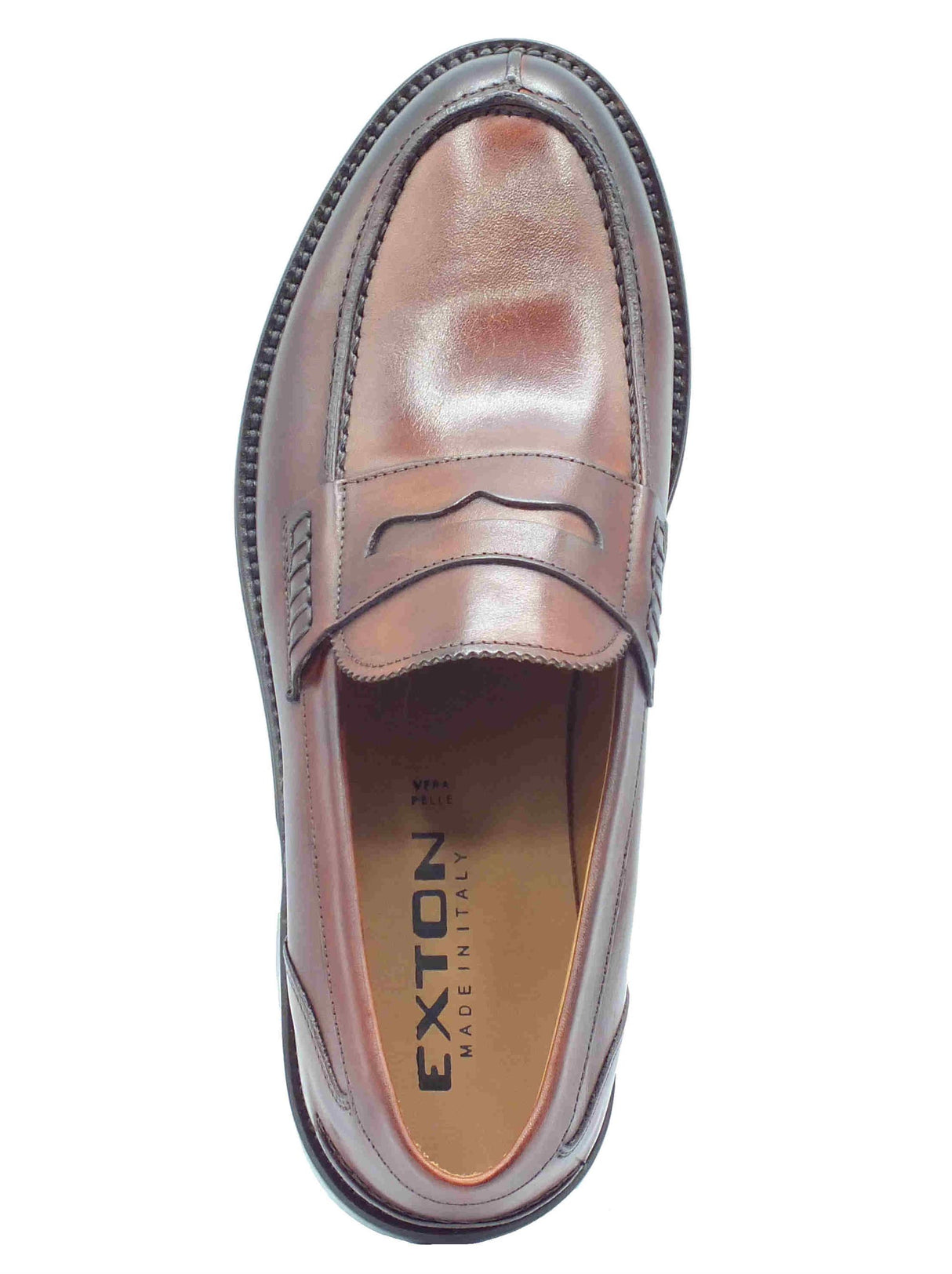 Exton Exton 102 Vitiello Legno Mocassini Eleganti per Uomo in pelle marrone spazzolato nero Legno