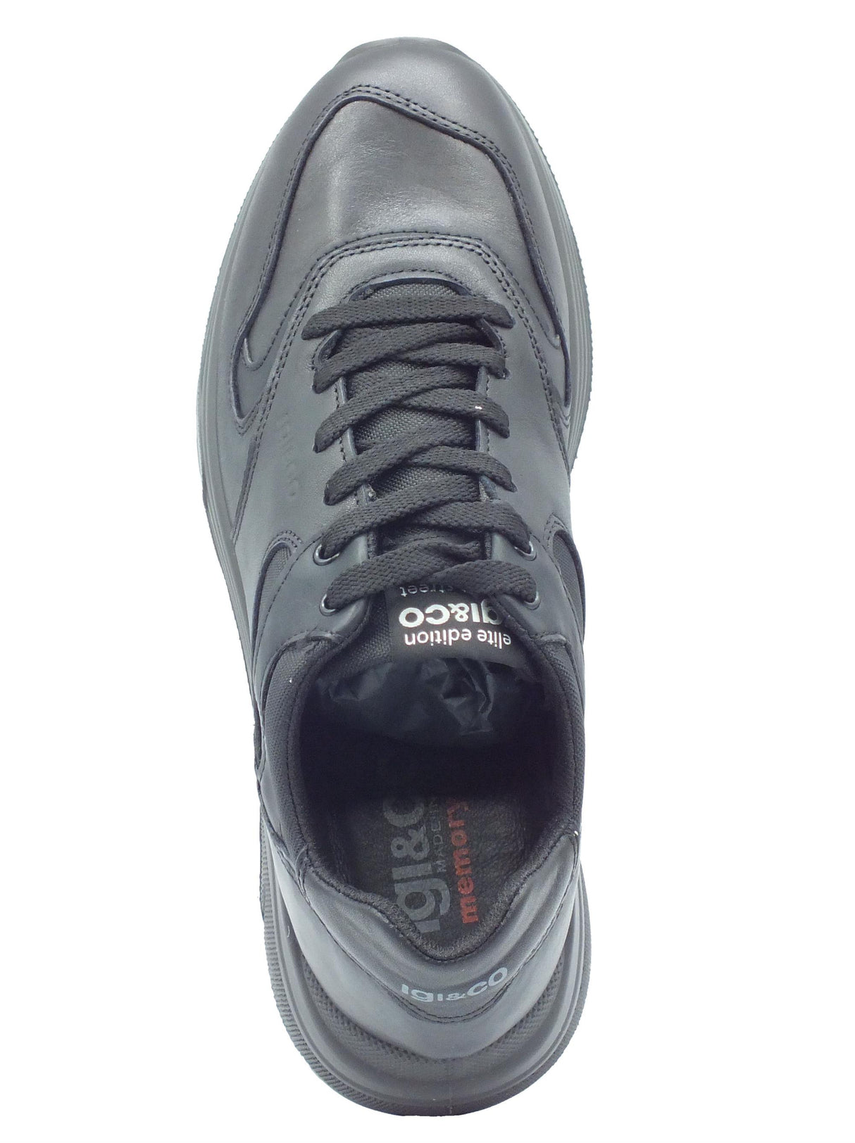 Igi&Co Igi&Co 6639800 Nappa Soft Nero Snekaers per Uomo in pelle e tessuto Nero