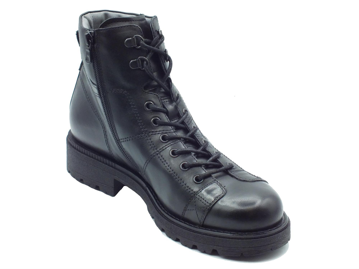 Nero Giardini NeroGiardini I400510U Twist Nero Anfibi per Uomo in pelle con lacci e lampo Nero