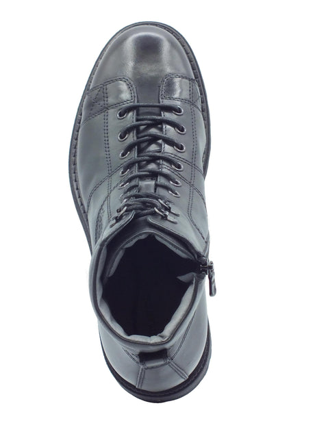 Nero Giardini NeroGiardini I400510U Twist Nero Anfibi per Uomo in pelle con lacci e lampo Nero