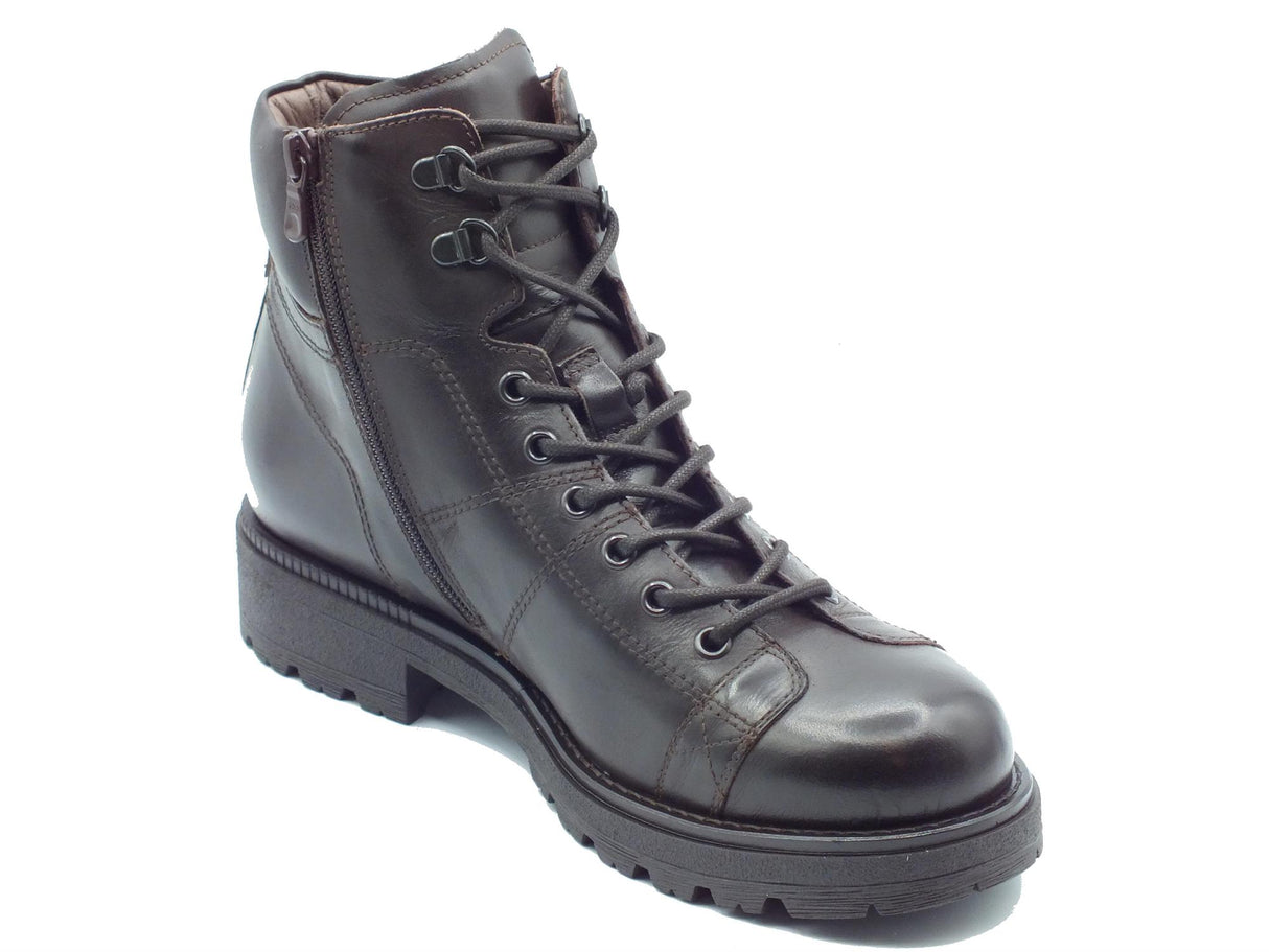 Nero Giardini NeroGiardini I400512U Kenia Caffè Anfibi per Uomo in pelle testa di moro con lacci e lampo Kenia Caffè