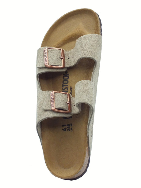 Birkenstock Birkenstock 0051463 Arizona BS Taupe Sandali per Uomo con doppia fibia in camoscio Taupe