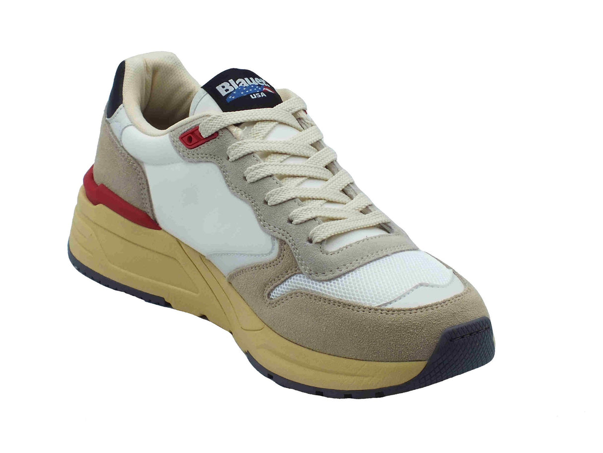 Blauer USA Blauer USA S5Ray02 White Sneakers Sportive per Uomo in nabuk e tessuto bianco White