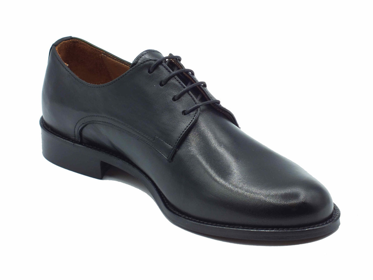 Exton Exton 6022 Vitello Nero Scarpe Eleganti per Uomo in pelle nera fondo cuoio Nero