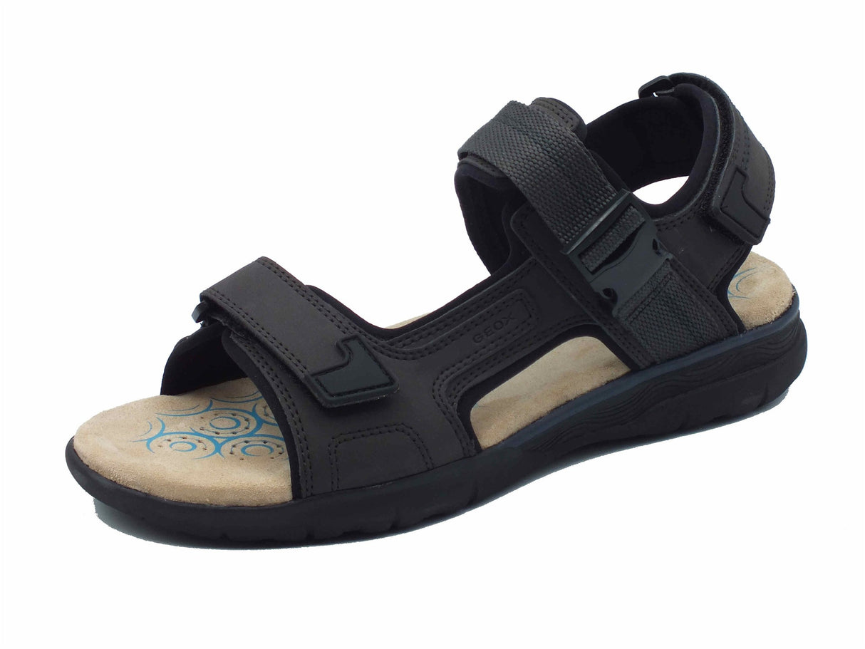 Geox Geox U55ELB Spherica Dk Coffee Sandali per Uomo in tessuto triplo strappo Dk Coffee