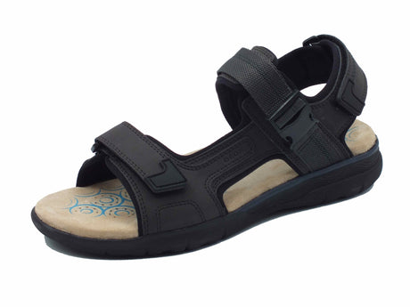 Geox Geox U55ELB Spherica Dk Coffee Sandali per Uomo in tessuto triplo strappo Dk Coffee