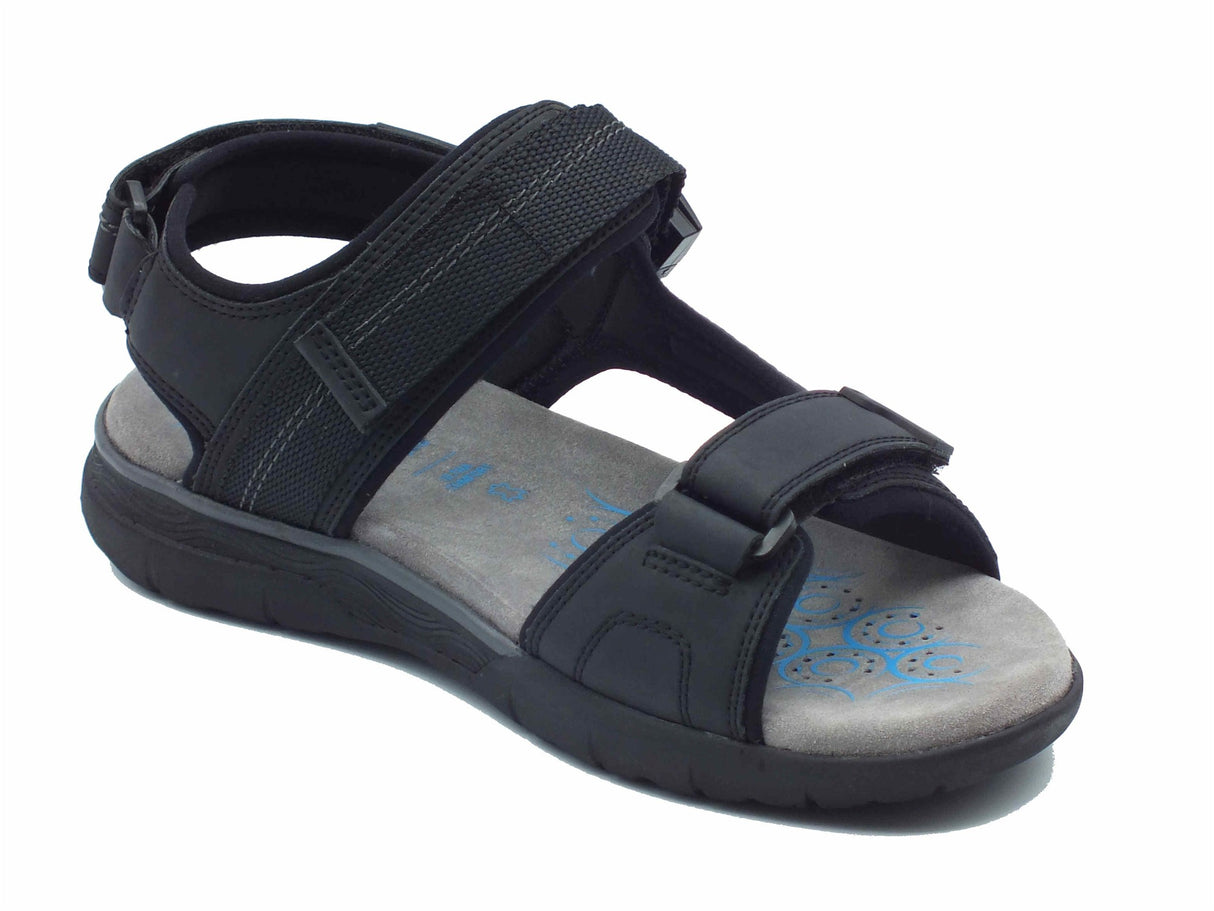 Geox Geox U55ELB Spherica Black Sandali per Uomo in tessuto triplo strappo Black