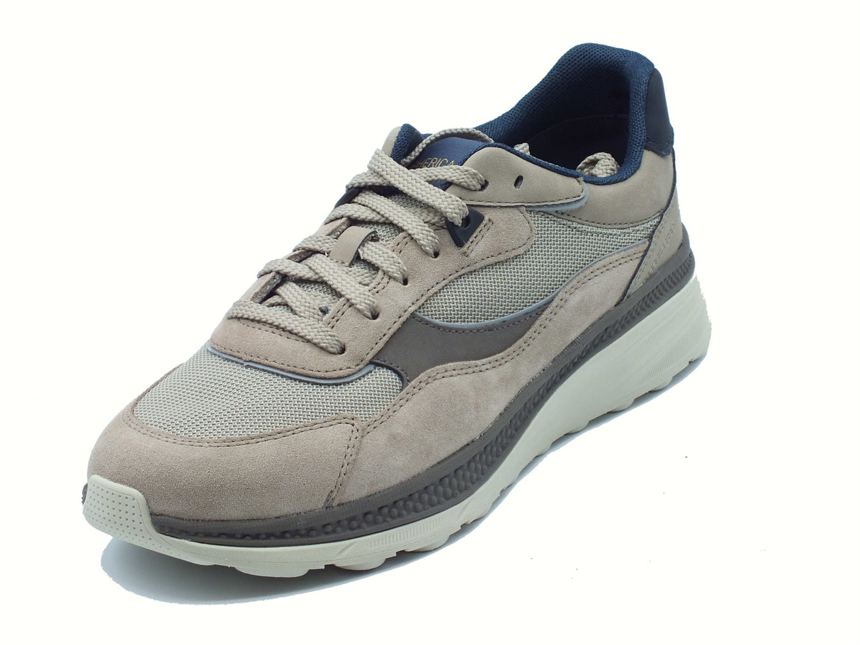 Geox Geox U55HUA Spherica Sand Sneakers Sportive per Uomo in nabuk e tessuto sabbia Sand