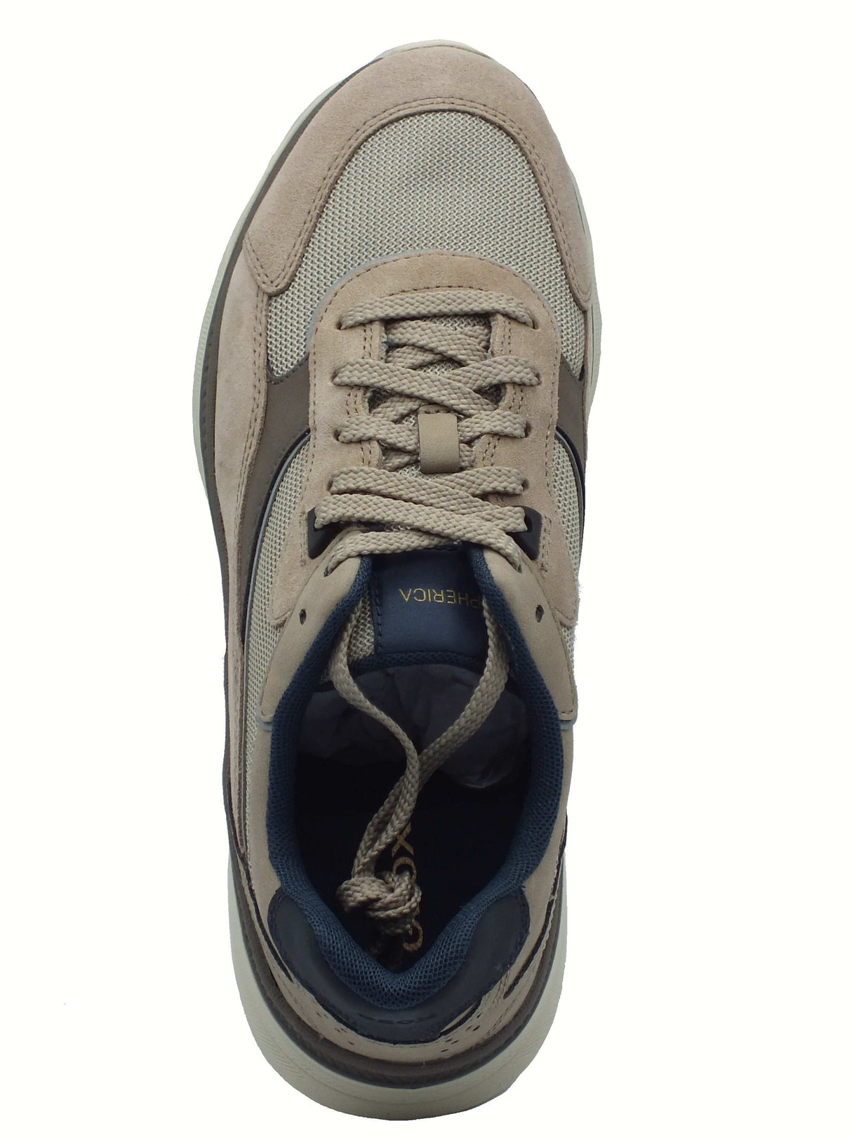 Geox Geox U55HUA Spherica Sand Sneakers Sportive per Uomo in nabuk e tessuto sabbia Sand